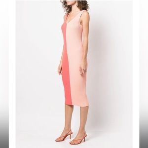 STAUD midi color block pink dress, worn once, perfect condition